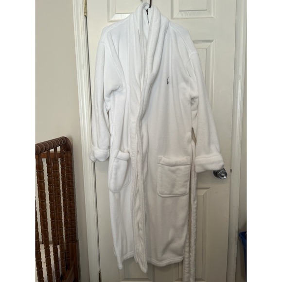 Polo Ralph Lauren Other - Polo Ralph Lauren Plush Polyester Robe One Size White with Blue Pony Logo